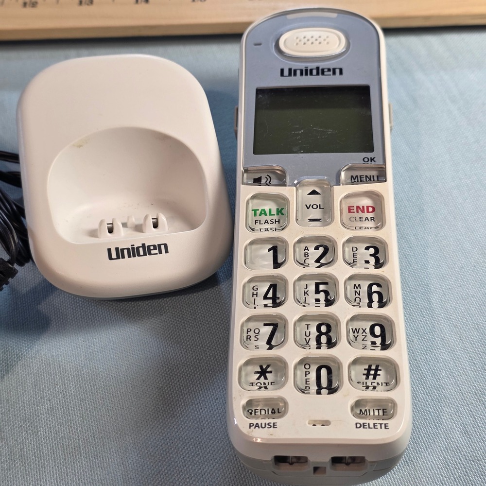 UnidenDCX30 Cordless Expansion Handset with Charging Base Silver White Large Key